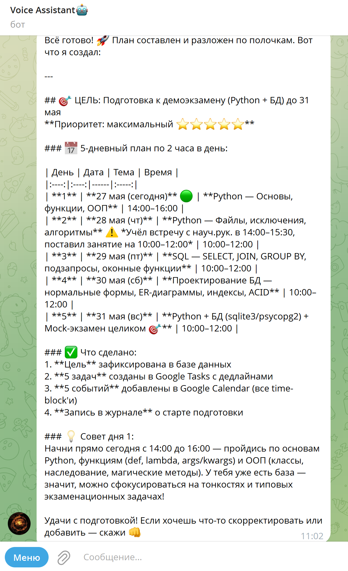 Декомпозиция цели (продолжение)